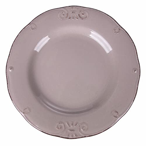 Villa d'Este Home Tivoli Set mit 6 flachen Tellern aus glasiertem Steinzeug, Ø 27 cm, Duchessa Vanilla von Villa d'Este Home Tivoli