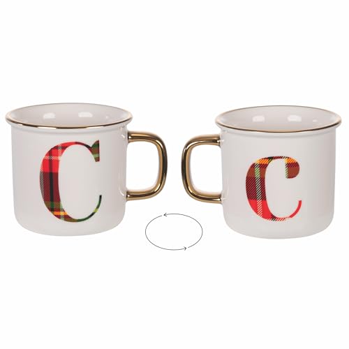 Villa d'Este Home Tivoli Tasse 300 ml aus New Bone China, Tartan, Monogram C von Villa d’Este Home Tivoli