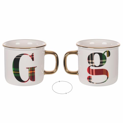 Villa d'Este Home Tivoli Tasse 300 ml aus New Bone China, Tartan, Monogram G von Villa d’Este Home Tivoli