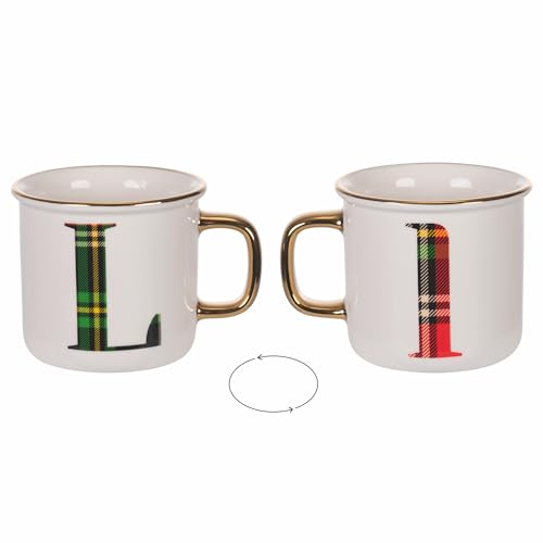 Villa d'Este Home Tivoli Tasse 300 ml aus New Bone China, Tartan, Monogram L von Villa d’Este Home Tivoli