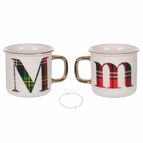 Villa d'Este Home Tivoli Tasse 300 ml aus New Bone China, Tartan, Monogram M von Villa d’Este Home Tivoli