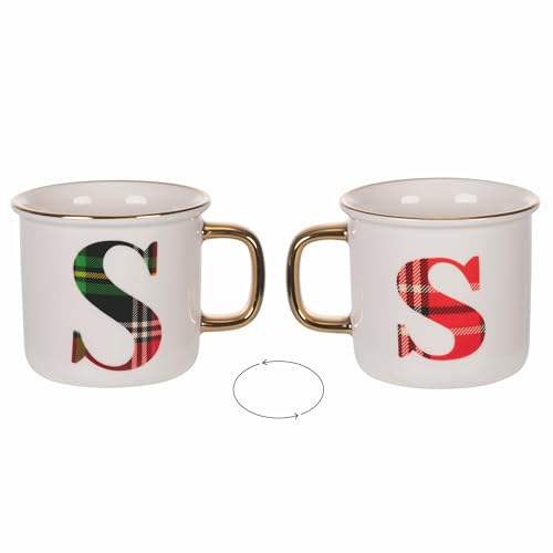 Villa d'Este Home Tivoli Tasse 300 ml aus New Bone China, Tartan, Monogram S von Villa d’Este Home Tivoli