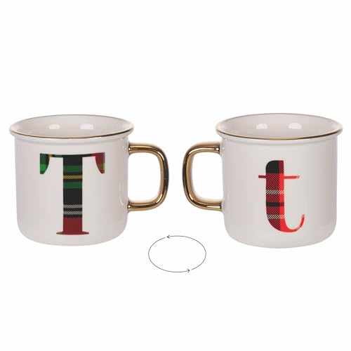 Villa d'Este Home Tivoli Tasse 300 ml aus New Bone China, Tartan, Monogram T von Villa d’Este Home Tivoli