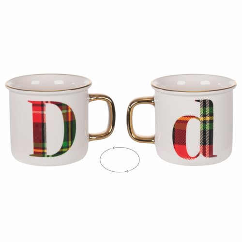 Villa d'Este Home Tivoli Tasse 300 ml aus New Bone China, kariert, Monogram D von Villa d’Este Home Tivoli