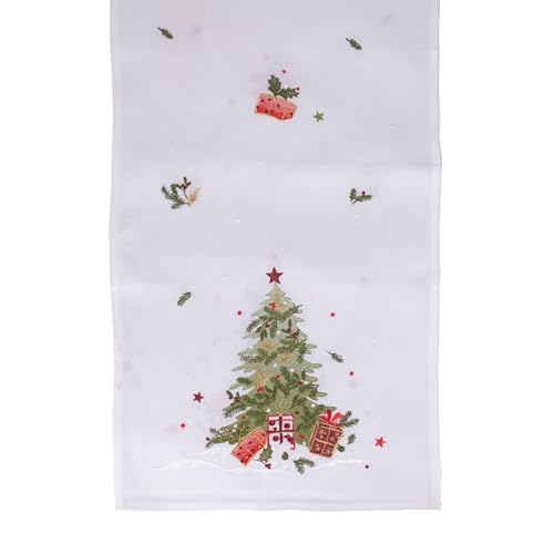 Villa d'Este Home Tivoli Tischläufer Weihnachten 40 x 175 cm Polyester Stickerei Baum Xmas von Villa d’Este Home Tivoli