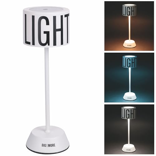 Villa d'Este Home Tivoli Tischlampe mit Touch-Sensor, wiederaufladbar, 3 Helligkeitsstufen, weiß, Bigismore von Villa d'Este Home Tivoli