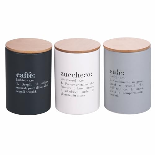 Villa d'Este Home Tivoli Victionary Light Set 3 Dosen für Kaffee, Zucker und Salz 750 ml aus Steingut, Bambusdeckel Villa d'Este Home Tivoli Victionary Light Set 3 Dosen für Kaffee, Zucker und Salz 750 ml aus Steingut, Bambusdeckel von Villa d'Este Home Tivoli