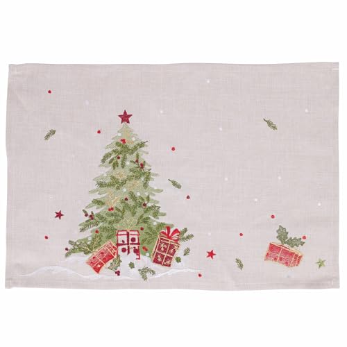 Villa d'Este Home Tivoli Weihnachts-Tischset, 45 x 30 cm, Polyester, Stickerei Baum, Xmas von Villa d’Este Home Tivoli