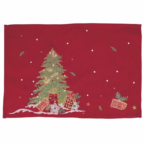 Villa d'Este Home Tivoli Weihnachts-Tischset, 45 x 30 cm, Polyester, Stickerei Baum, Xmas von Villa d’Este Home Tivoli