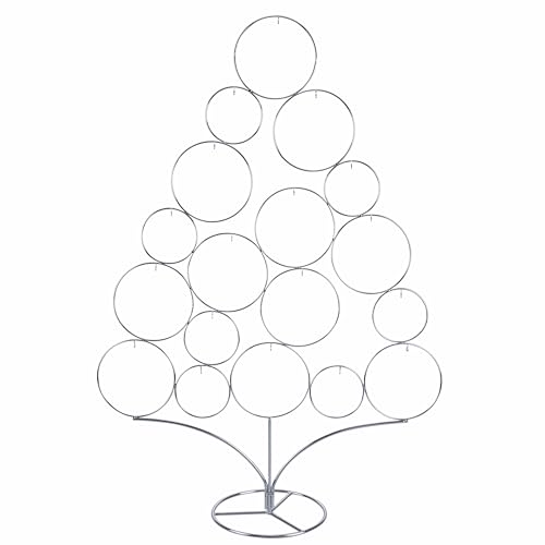 Villa d'Este Home Tivoli Weihnachtsbaum aus Metall, Höhe 96 cm, 18 Haken, Silber, Xmas von Villa d’Este Home Tivoli