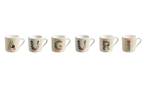 Villa d’Este Home Tivoli Xmas Monogram Auguri Set 6 Kaffeetassen 90 ml aus Knochenporzellan, Mehrfarbig, Capacità Misure: Ø 5,3 x h. 5,5 cm, 6 von Villa d’Este Home Tivoli