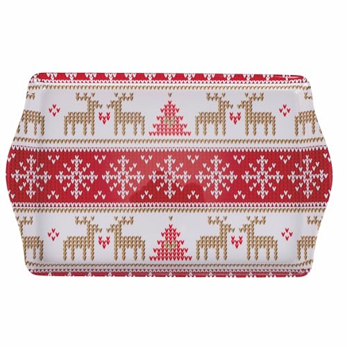 Weihnachtstablett mit Griffen aus Melamin 38,5 x 24,5 cm, Knit von Villa d’Este Home Tivoli