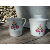 Vintage Milch Und Zucker Weiß Mit Blumen Schirnding Bavaria Milchkännchen + Zuckerdose Duo Kaffeeset Kaffeeservice Kaffeekern Geschenk von VillaMiriFiori