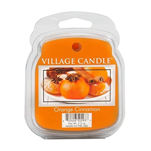 Village Candle 1 x Premium-Wachsschmelz-Set für Öl-/Wachsbrenner, Orange Zimt von Village Candle