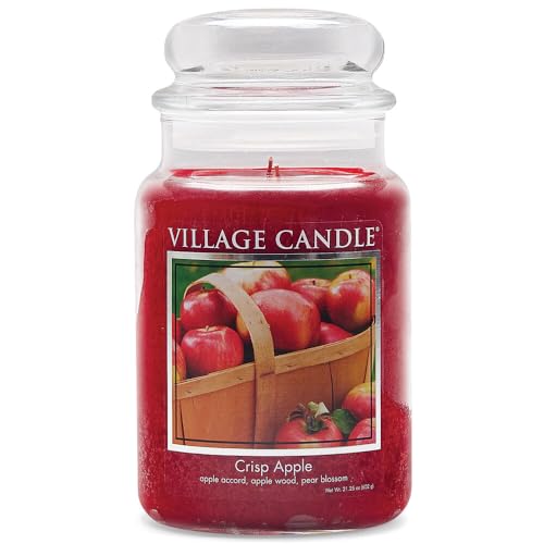 Village Candle Knackiger Apfel große Duftkerze im Glas, 737 g, rot, 10.4 x 10.1 cm von Village Candle