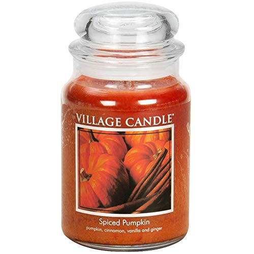 Village Candle 106326316 Duftkerze im Glas - Spiced Pumpkin 737g Glas 10.4 x 10.3 x 15.4 cm, Orange von Village Candle
