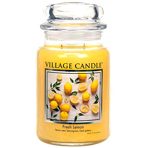 Village Candle Fresh Lemon Großes Apothekerglas Duftkerze Gelb 602 g von Village Candle