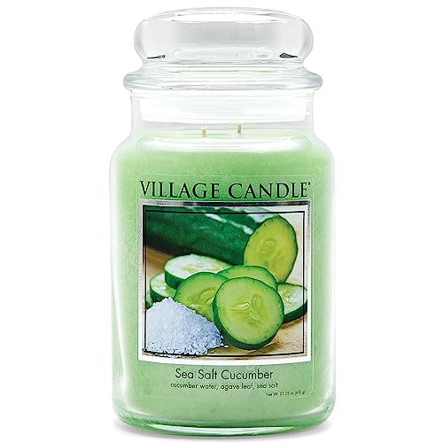 Village Candle Duftkerze im Glas, Meeressalz, Gurke, 740 ml, groß von Village Candle