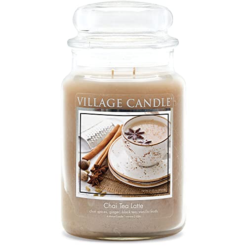 Village Candle Duftkerze im Glas (groß) Chai Tea Latte - Tradition Jar - Kerze mit 2-Docht Technologie von Village Candle