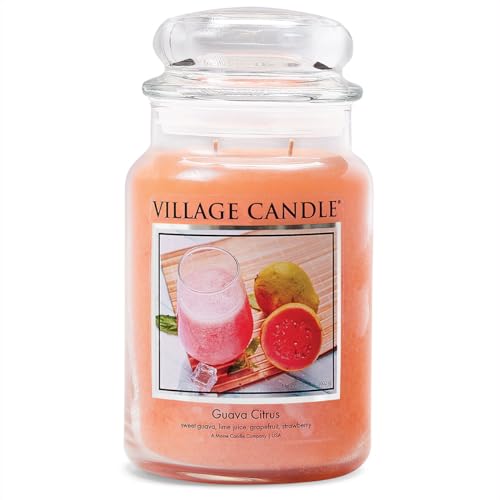 Village Candle Duftkerze im Glas (groß) Guava Citrus Kerze mit 2-Docht Technologie von Village Candle