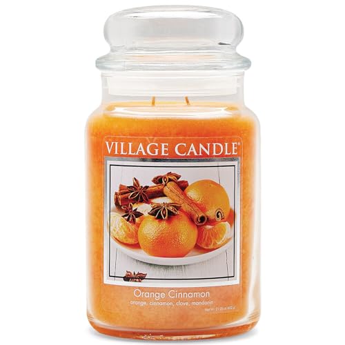 Village Candle Duftkerze im Glas (groß) Orange Cinnamon - Tradition Edition - Kerze mit 2-Docht Technologie von Village Candle
