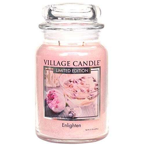 Village Candle Enlighten Duftkerze im Glas, 680 g, Pink von Village Candle