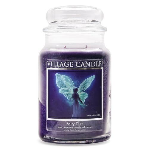 Village Candle Fairy Dust Duftkerze im Glas, groß, 603 ml, Violett von Village Candle