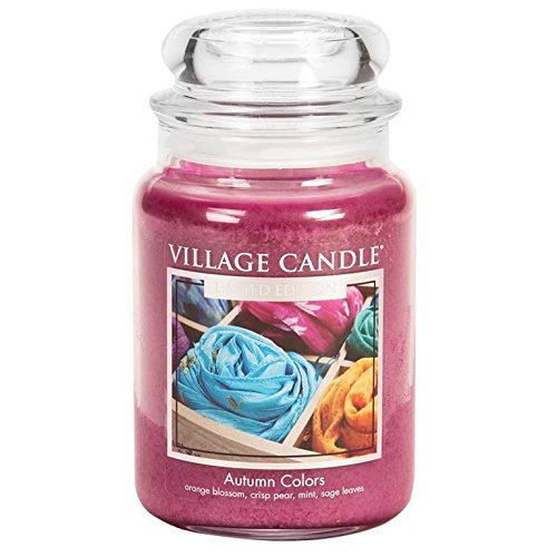 Village Candle Herbstfarben Duftkerze im Glas, 737 g, Lila, 10.5 x 10.3 x 16.2 cm von Village Candle