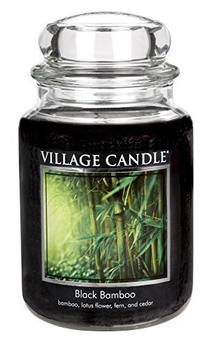 Village Candle Large Fragranced Candle Jar - 17cm x 10cm - 26oz (1219g)- Black Bamboo - upto 170 hours burn time by Village Candle von Village Candle