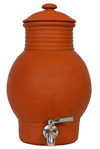 Village Decor Handmade Earthen Clay Water Pot with Tap and Lid/Beverage Dispenser 1 Gallon von Village Decor