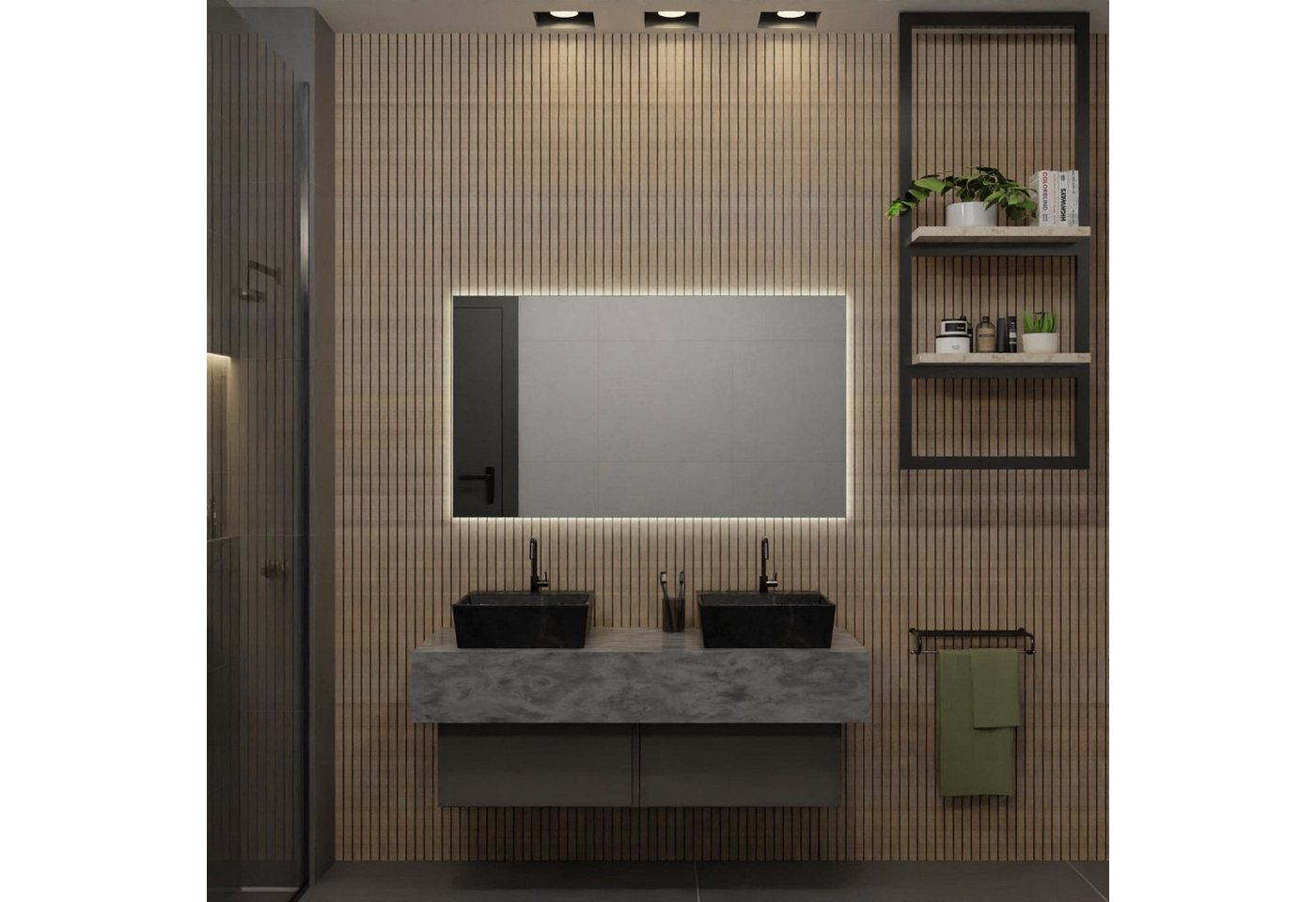 Village Design Badspiegel Badezimmerspiegel mit Hintergrundbeleuchtung Lyon von Village Design