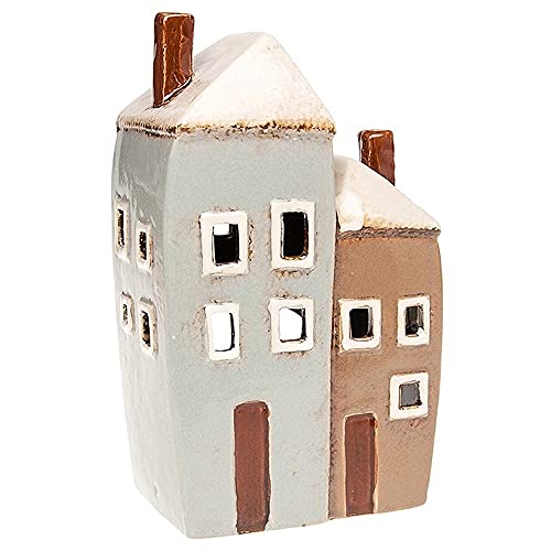 Village Pottery Cornish 2 Häuser-Teelicht, Keramik von Village Pottery