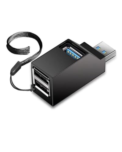 Villageboom Mini USB 1 in 3 Hub 1x USB 3.0, 2X USB 2.0, USB Splitter Verteiler 1 zu 3 zum Anschluss von bis zu 3 USB Geräten von Villageboom