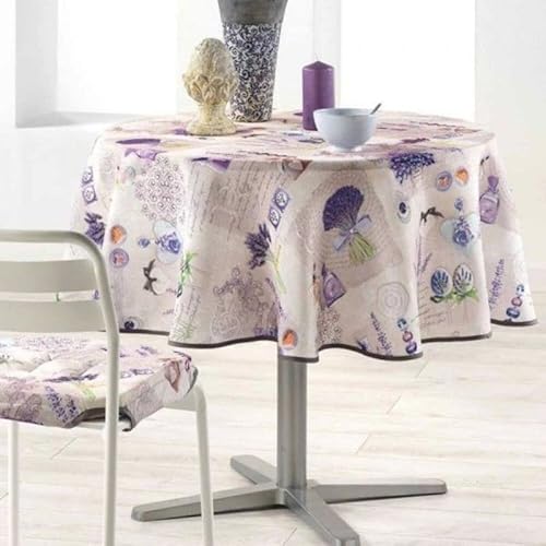 Runde schmutzabweisende Tischdecke - Faltenbeständig und 100% Polyester - Lavendel - Ø 180 cm - Sentorial - 6/8 Besteck - Innen oder Außen - Esstisch, Küche oder Garten Runde schmutzabweisende Tischdecke - Faltenbeständig und 100% Polyester - Lavendel - Ø 180 cm - Sentorial - 6/8 Besteck - Innen oder Außen - Esstisch, Küche oder Garten von Villages de Provence