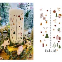 Adventskerze - Kalenderkerze 1-24 Deko Kerze Advent Skandinavisch Weihnachten Feiern Marun 2 God Jul Pastell von Villarosalotta