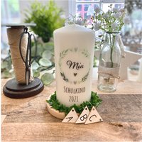 Geschenk Einschulung Personalisiert Kerze Herzenskranz Vicky Blumenkranz Schulkind 2025 Einschulungsgeschenk Grün Herz von Villarosalotta