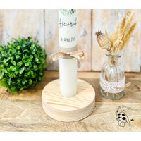 Kerzenständer & Kerzenuntersetzer Untersetzer Kranz Runa Natur Kreis Rund Handgemacht Taufkerzen Kommunionkerze Holz Handmade 4cm von Villarosalotta