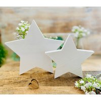 Kerzenständer & Kerzenuntersetzer Untersetzer Stern Alya Handgemacht Taufkerzen Kommunionkerze Holz Vintage Weiss Handmade von Villarosalotta