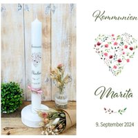 Kommunionkerze Blumen Herz "Marita" Aus Blumenherz & Blätter Millefleur Rosa Grün Altrosa Vintage Rustik 40/4 cm Jute Taufkerzee Kommunionkerze Blumen Herz "Marita" Aus Blumenherz & Blätter Millefleur Rosa Grün Altrosa Vintage Rustik 40/4 cm Jute Taufkerzee von Villarosalotta