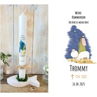 Kommunionkerze "Der Herr Ist Mein Hirte " Schäfer Schaf Christliche Symbole „Thommy" Kreuz Fisch Kelch Watercolor Grün Mint Taufkerze Kommunionkerze "Der Herr Ist Mein Hirte " Schäfer Schaf Christliche Symbole „Thommy" Kreuz Fisch Kelch Watercolor Grün Mint Taufkerze von Villarosalotta