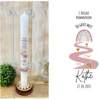 Kommunionkerze " Du Gehst Mit Regenbogen Eukalyptus „Käthe" Weg Kreuz Fisch Füsse Wellen Herz Kelch Blumen Ranke Rosa Gold Taufkerze Kommunionkerze " Du Gehst Mit Regenbogen Eukalyptus „Käthe" Weg Kreuz Fisch Füsse Wellen Herz Kelch Blumen Ranke Rosa Gold Taufkerze von Villarosalotta