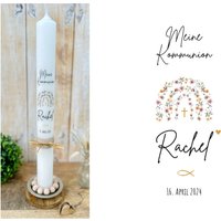 Kommunionkerze Regenbogen Blumen „Rachel" Kreuz Fisch Glaube Liebe Hoffnung Herz Anker Ranke Gold Taufkerze Kommunionkerze Regenbogen Blumen „Rachel" Kreuz Fisch Glaube Liebe Hoffnung Herz Anker Ranke Gold Taufkerze von Villarosalotta