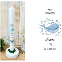 Kommunionkerze Wal Christliche Symbole Taufkerze Konfirmationskerze „Linus" Hell Blau Regenbogen Kreuz Fisch Wellen Engel Kelch Herz Anker Kommunionkerze Wal Christliche Symbole Taufkerze Konfirmationskerze „Linus" Hell Blau Regenbogen Kreuz Fisch Wellen Engel Kelch Herz Anker von Villarosalotta