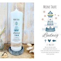 Taufkerze Leuchtturm Individuell Spruch | Wellen Kreuz Fisch Blau Kommunionkerze Für Mädchen Jungen Mit Namen Und Datum "Ludwig" Taufkerze Leuchtturm Individuell Spruch | Wellen Kreuz Fisch Blau Kommunionkerze Für Mädchen Jungen Mit Namen Und Datum "Ludwig" von Villarosalotta