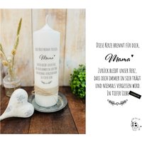 Trauerkerze Erinnerungslicht Gedenkkerze Mama " Senta Diese Kerze Brennt | Niemals Vergessen in Tiefer Liebe Mit Spruch & Herz von Villarosalotta