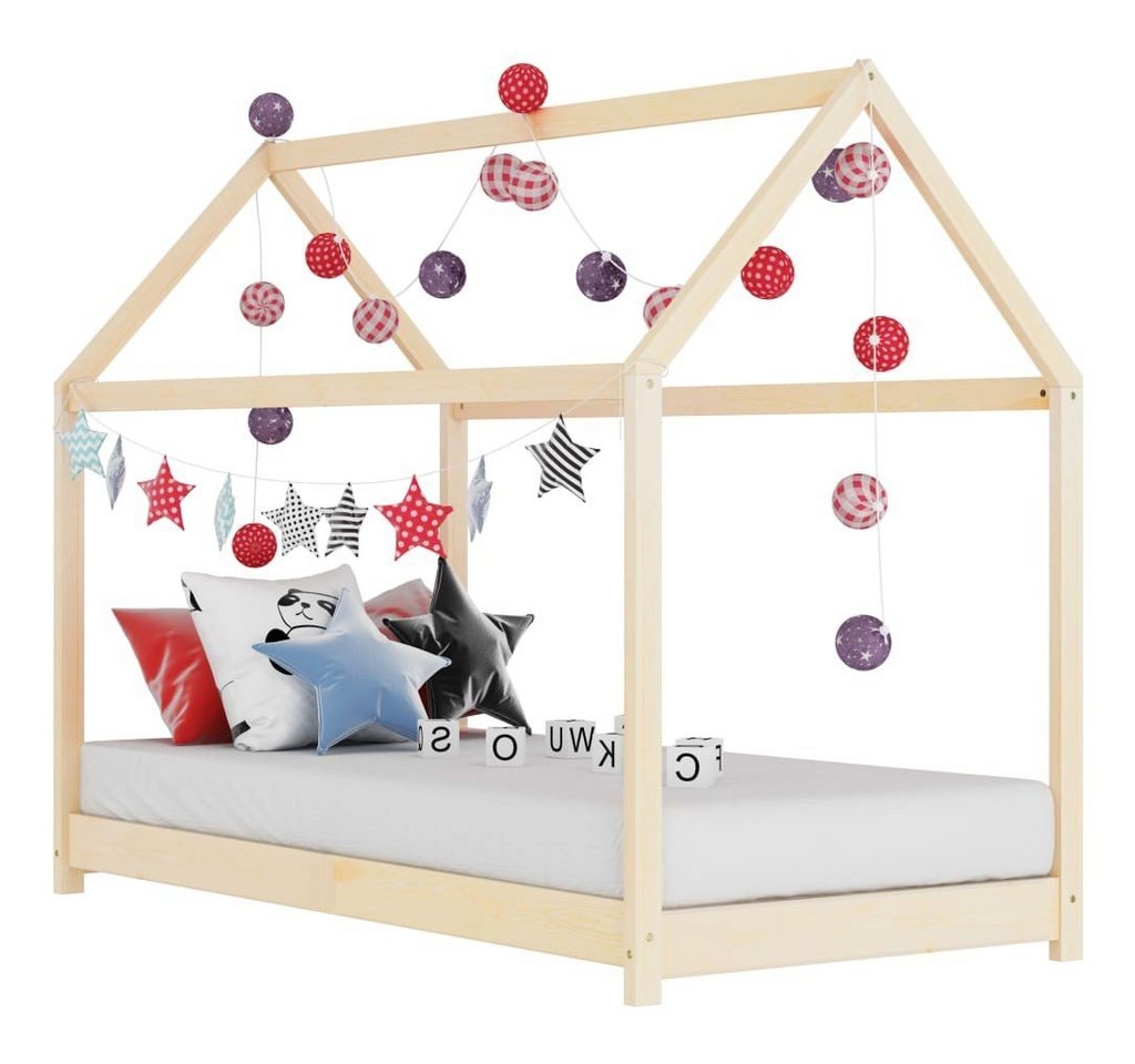 Villawee Hausbett Natur NIA Kiefer Massivholz Kinderbett 70 x 140 cm von Villawee