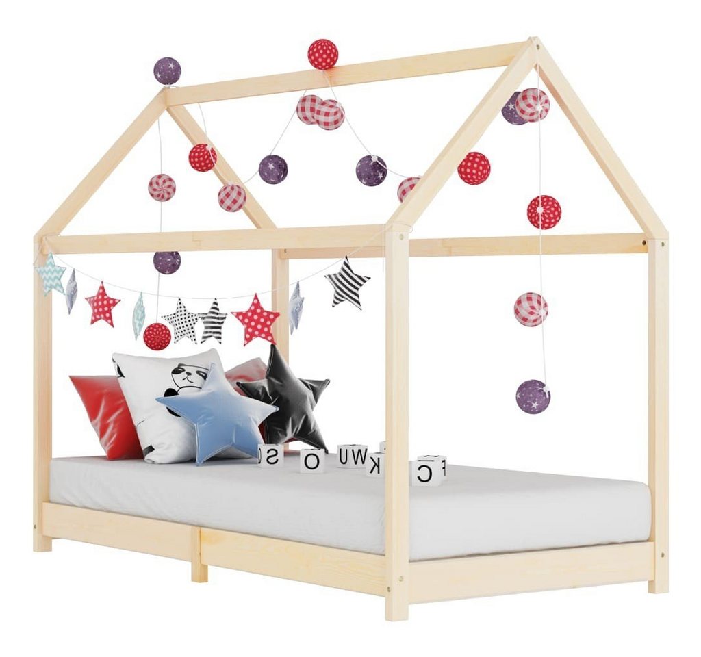 Villawee Hausbett Natur NIA Kiefer Massivholz Kinderbett 90 x 200 cm von Villawee