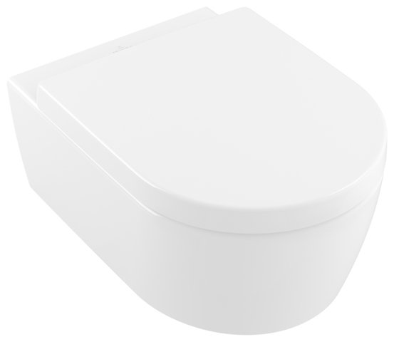 Villeroy & Boch Avento Wand-Tiefspül-WC, mit WC-Sitz, Combi-Pack 5656HR, DirectFlush (spülrandlos), wandhängend, Farbe: Weiß von Villeroy und Boch AG