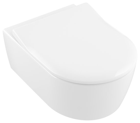 Villeroy & Boch Avento Wand-Tiefspül-WC, mit WC-Sitz Combi-Pack 5656RS, DirectFlush, wandhängend, Farbe: Weiß Ceramicplus von Villeroy und Boch AG