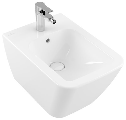 Villeroy und Boch Bidet Finion 446500 375x560mm, mit Überlauf, 1 Hahnloch, Farbe: Weiß Ceramicplus von Villeroy und Boch AG